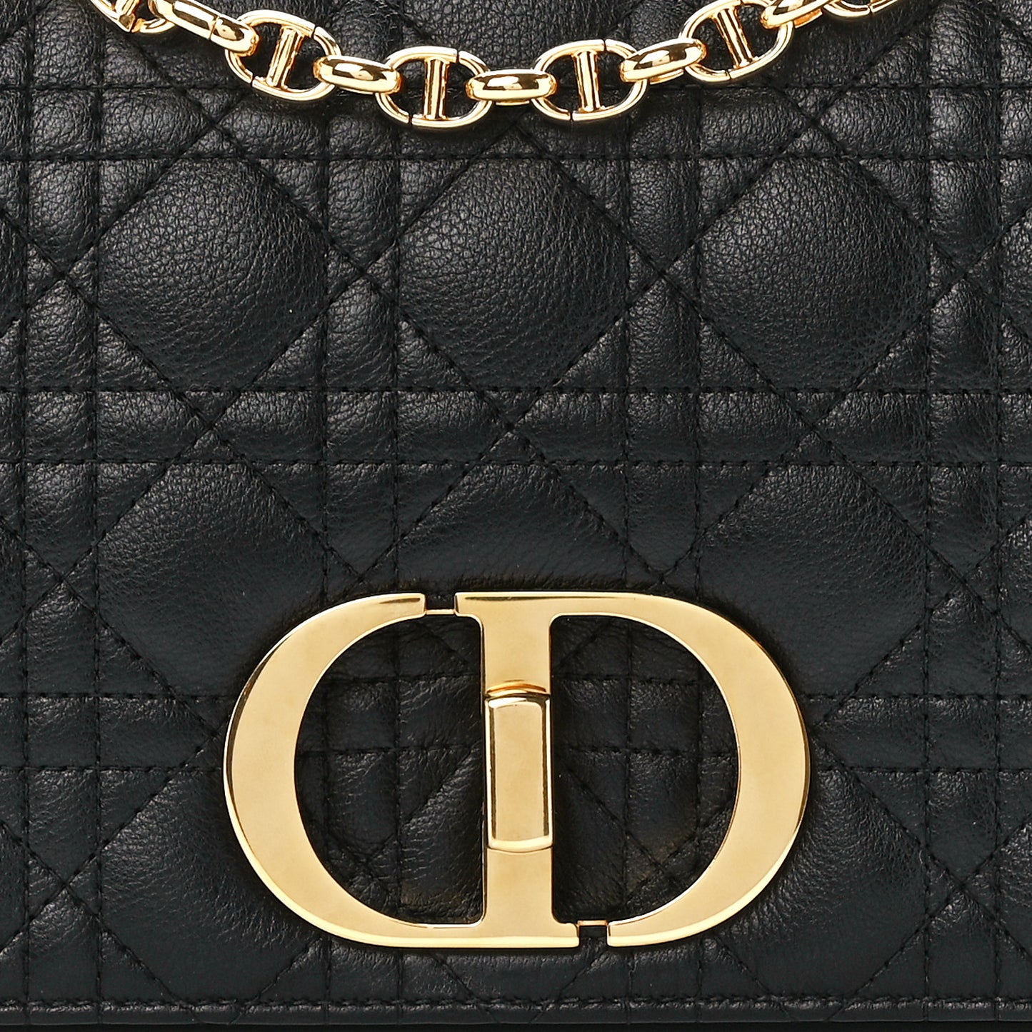 Grained Calfskin Cannage Large Caro Bag Black