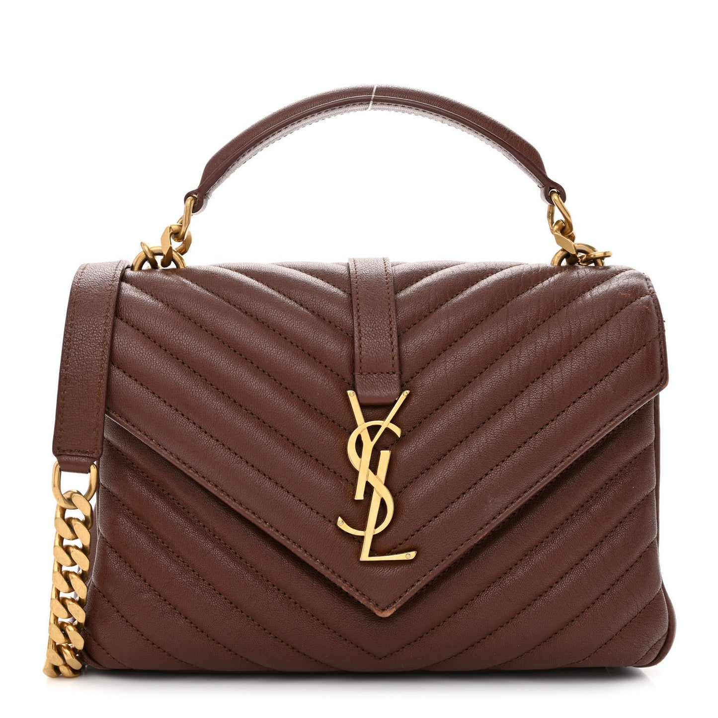 Sheepskin Matelasse Chevron Monogram Medium College Bag Brick