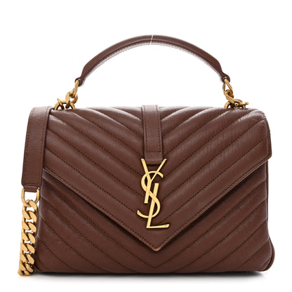 Saint Laurent Sheepskin Matelasse Chevron Monogram Medium College Bag Brick 1 of 15