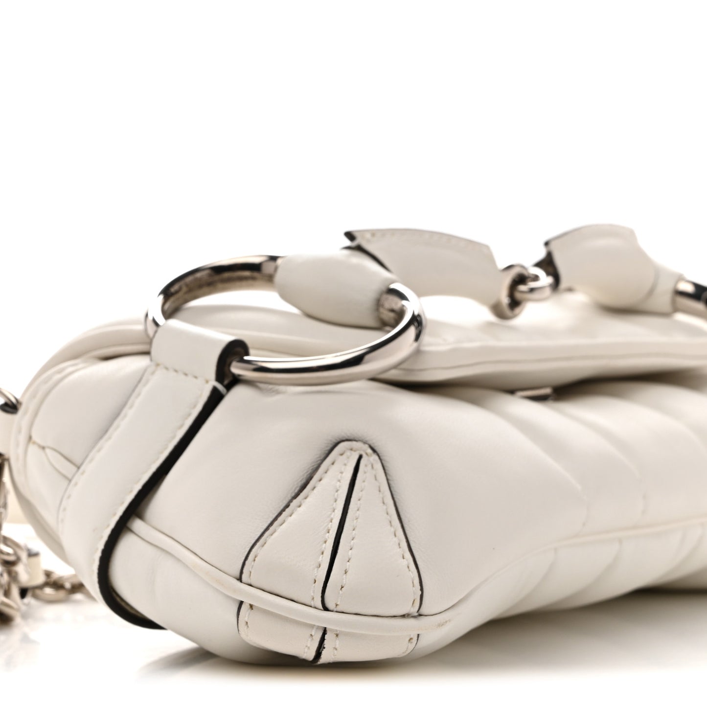 Nappa Vertical Matelasse Small Maxi Horsebit Chain Shoulder Bag Great White