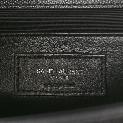 Saint Laurent Grain De Poudre Textured Mixed Matelasse Triquilt Medium Monogram Monochrome Satchel Black 6 of 10