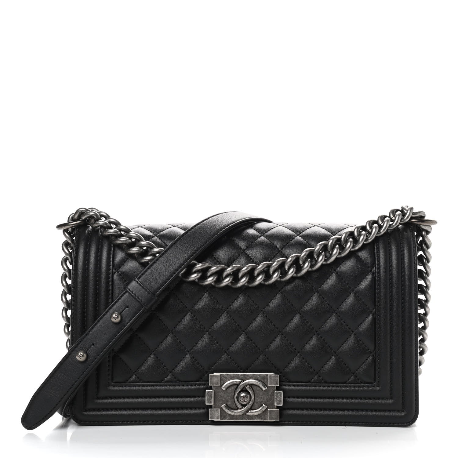 Chanel Lambskin Quilted Medium Boy Flap Black 1 of 9
