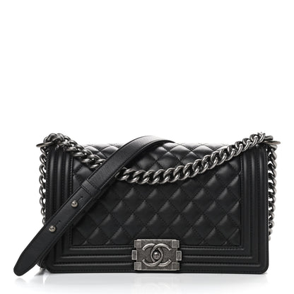 Chanel Lambskin Quilted Medium Boy Flap Black 1 of 9