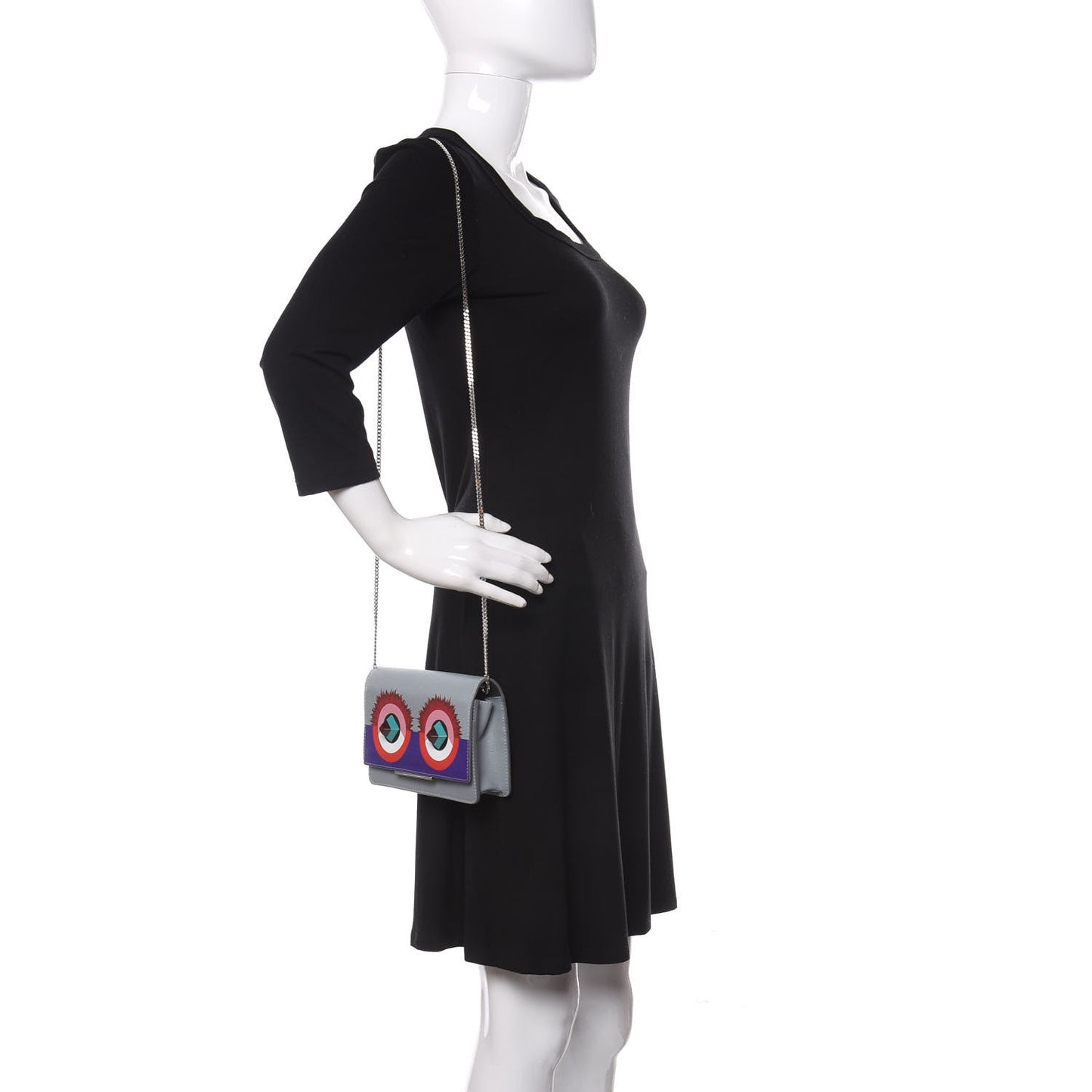 Vitello Elite Studded Hypnoteyes Tube Wallet On Chain Polvere Multicolor