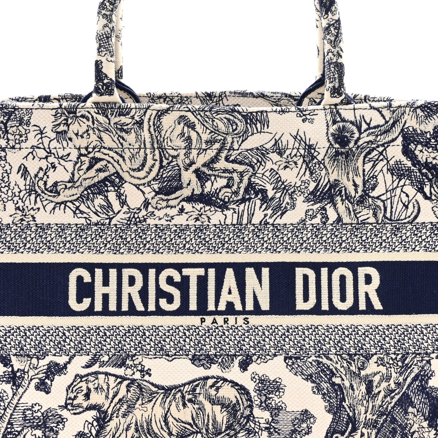 Christian Dior Canvas Embroidered Medium Dioriviera Toile De Jouy Book Tote Blue 8 of 10