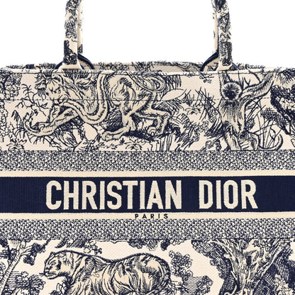 Christian Dior Canvas Embroidered Medium Dioriviera Toile De Jouy Book Tote Blue 8 of 10