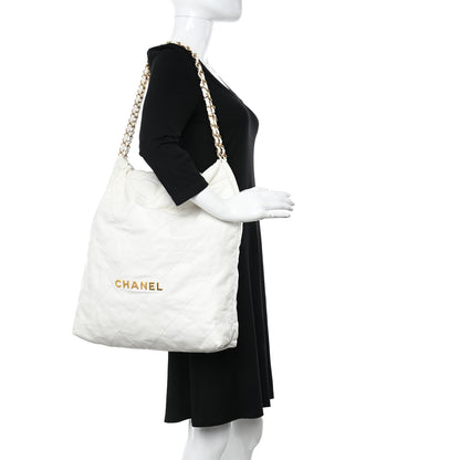 Chanel Shiny Calfskin Quilted Large Chanel 22 White 2 of 13