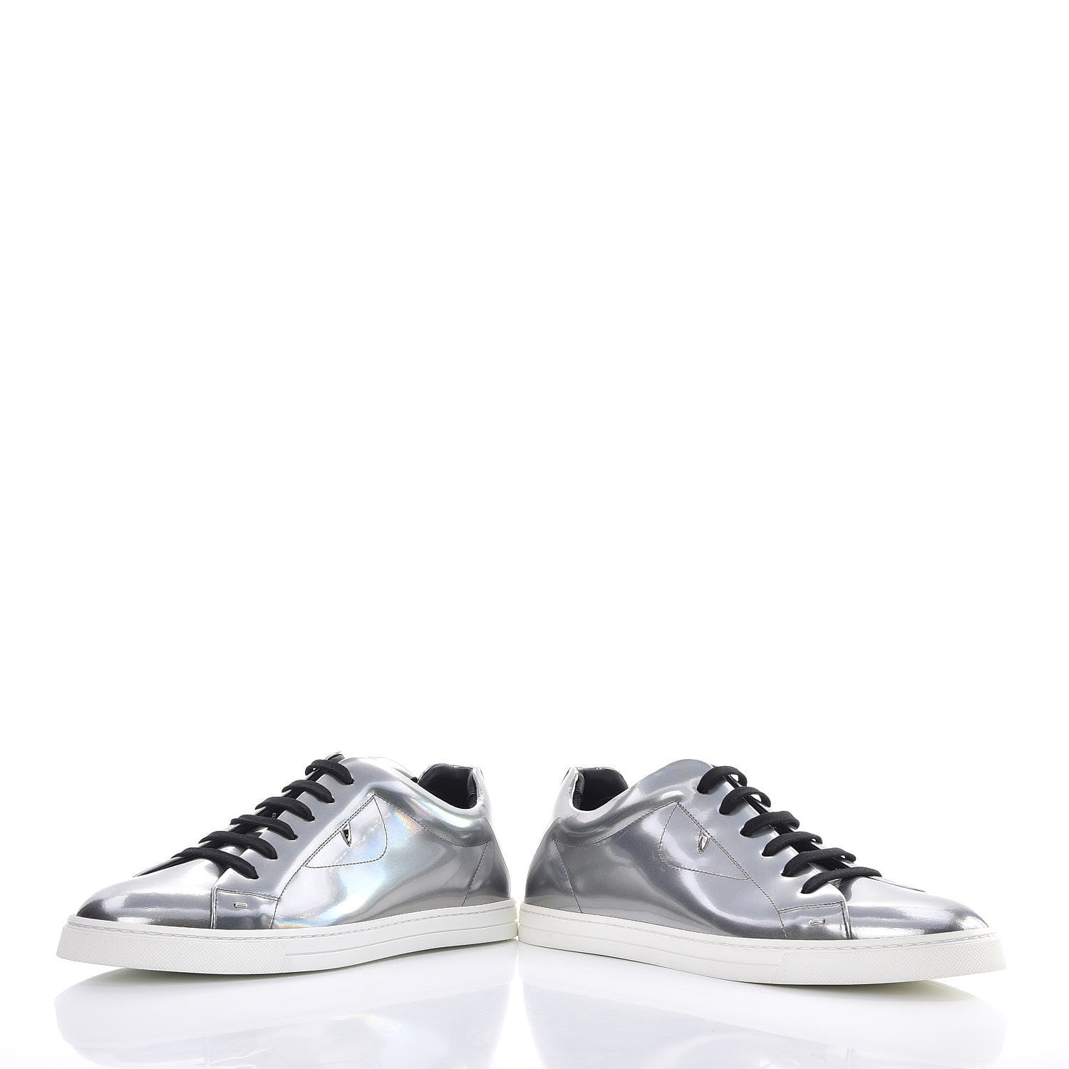 Fendi Patent Monster Bag Bug Mens Low Top Sneakers 8 Argento 6 of 13