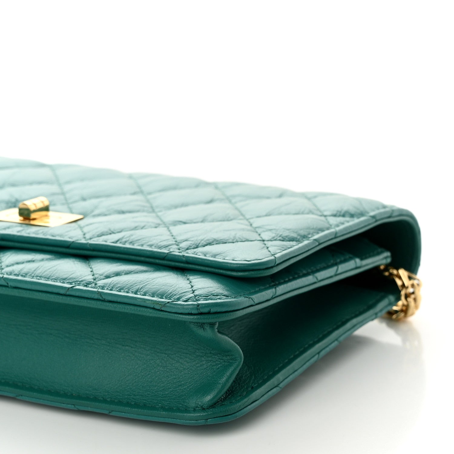Chanel Aged Calfskin Quilted 2.55 Reissue Wallet on Chain WOC Green 11 of 11