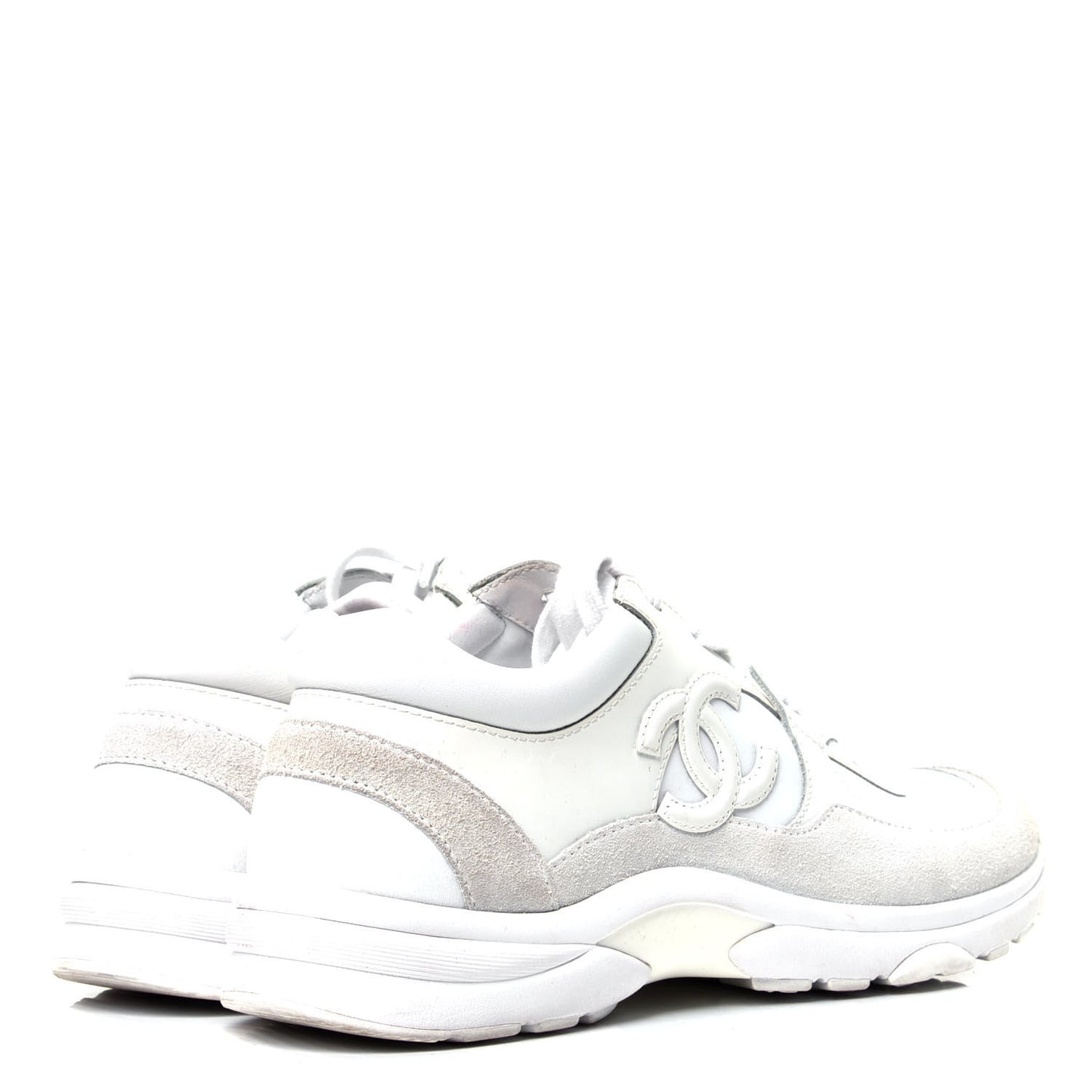 Suede Calfskin Fabric CC Sneakers 38.5 White