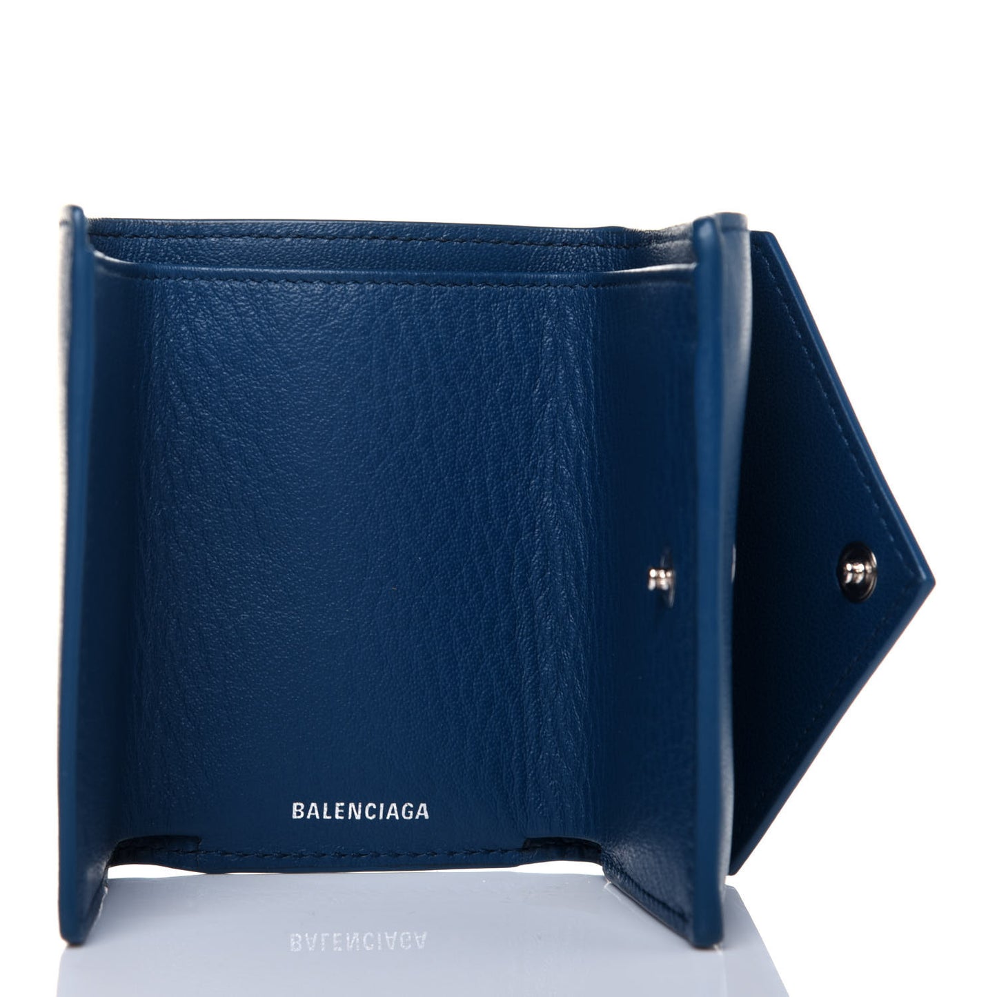 Calfskin Mini Papier Wallet Blue Marine