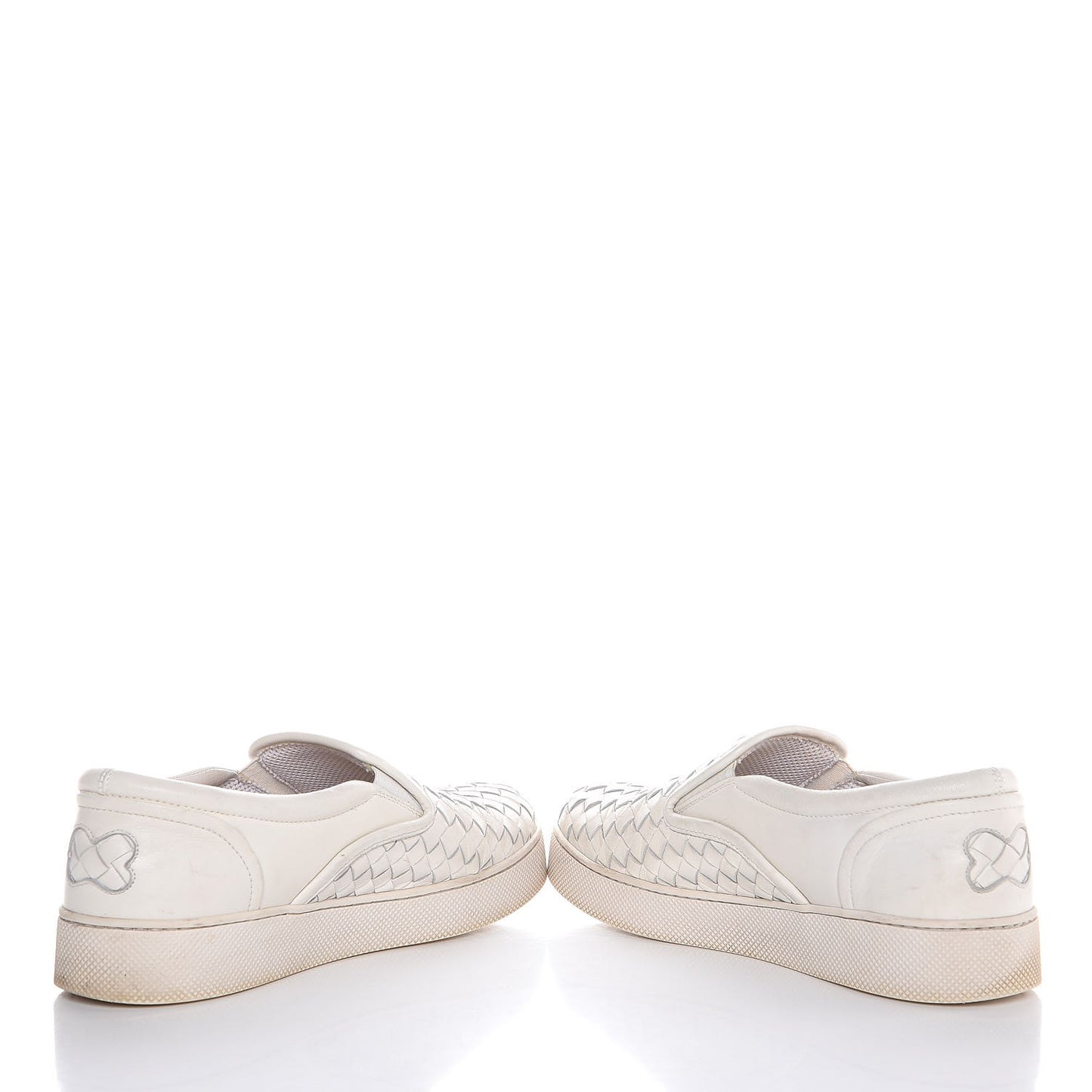 Nappa Intrecciato Slip On Sneakers 37 Bianco White
