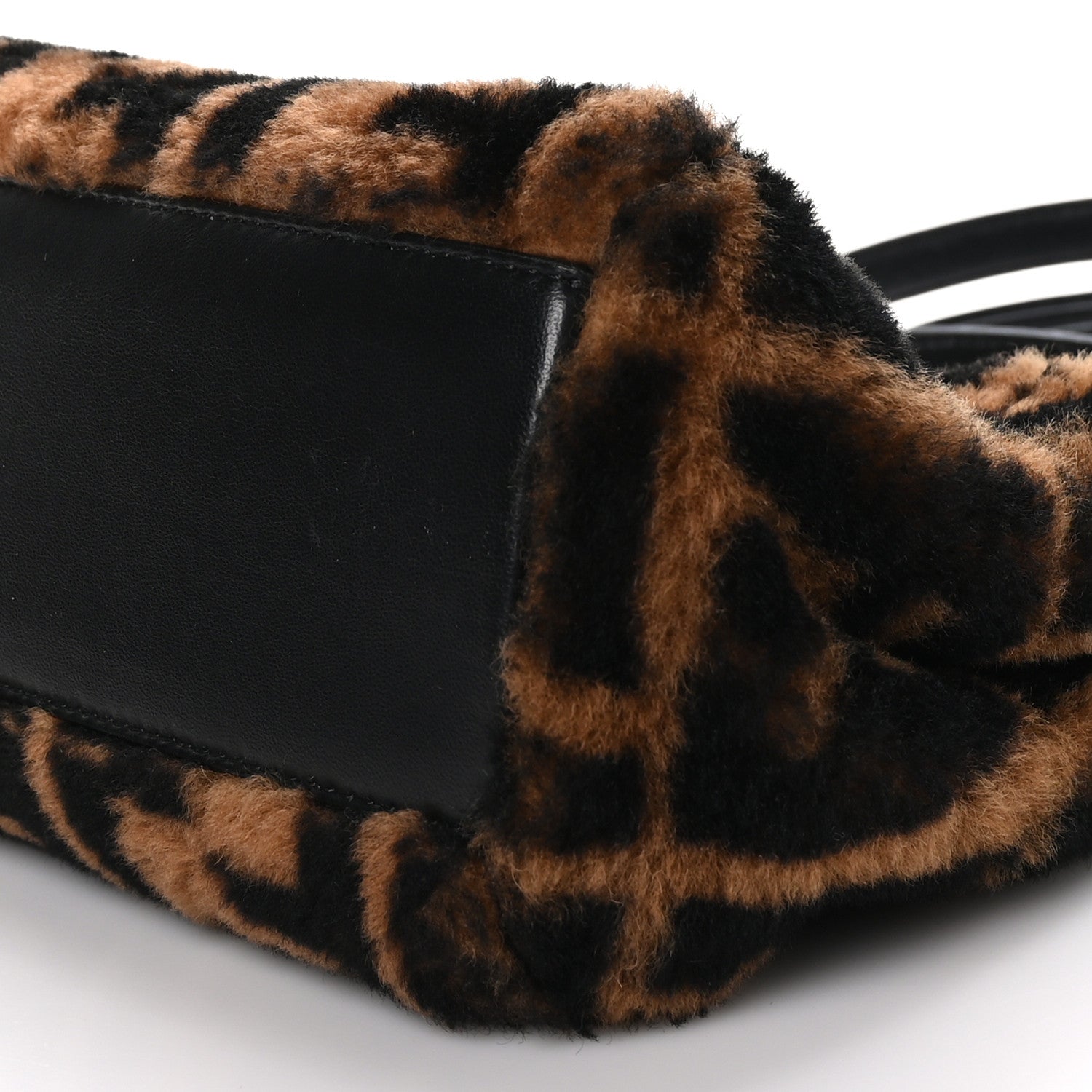 Fendi Shearling Nappa Macro FF 1974 Mini Peekaboo Iconic Satchel Tobacco Black 10 of 10