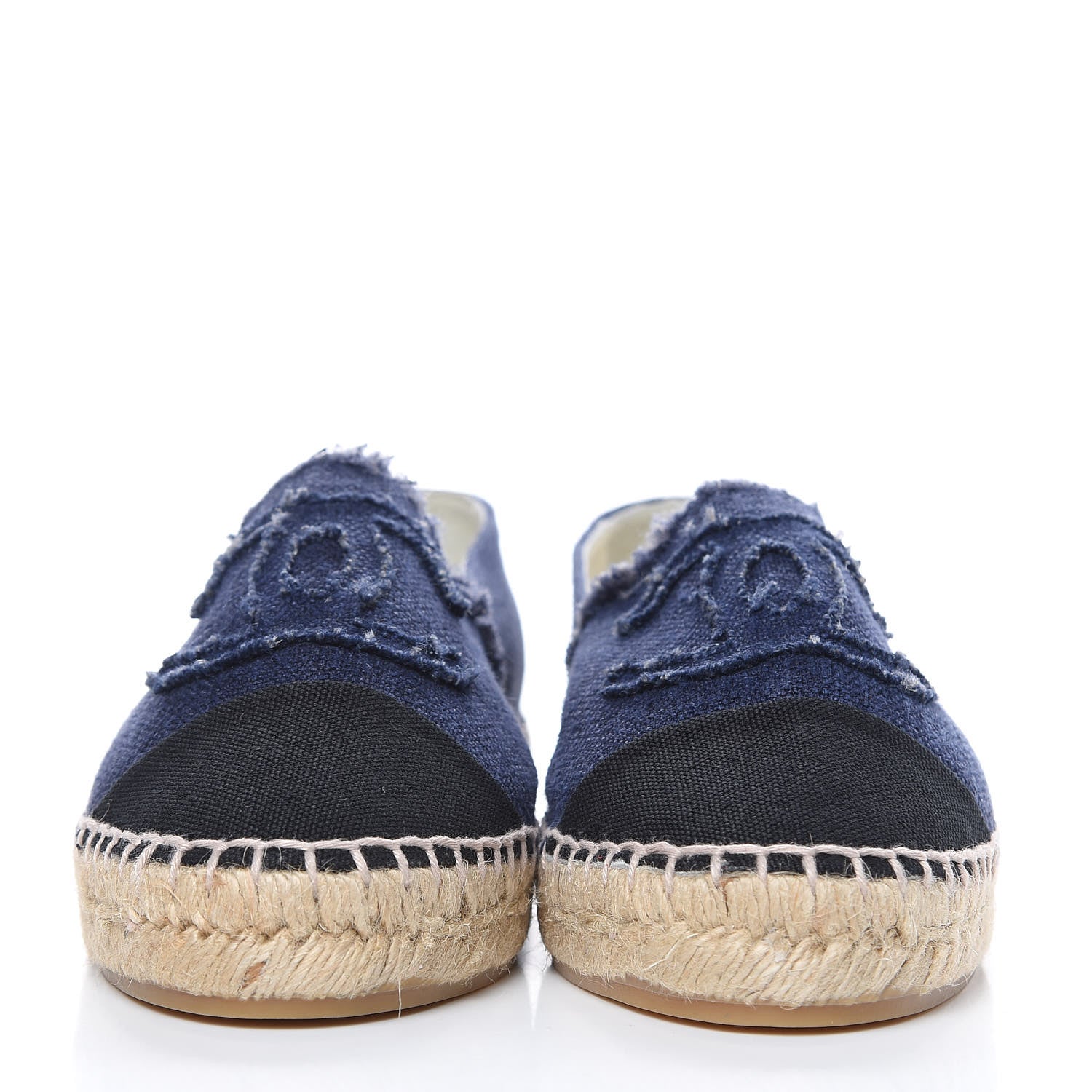 Chanel Denim Toile CC Espadrilles 40 Navy Black 2 of 10