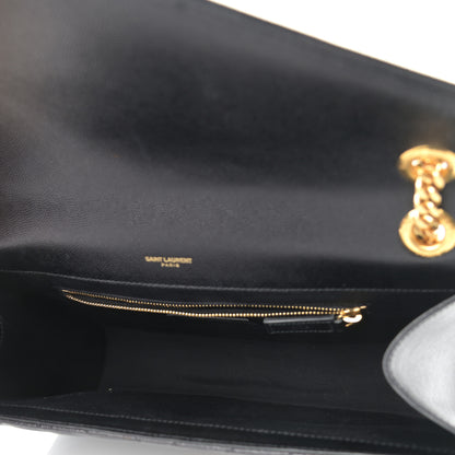 Saint Laurent Grain De Poudre Matelasse Chevron Large Monogram Satchel Black 5 of 9