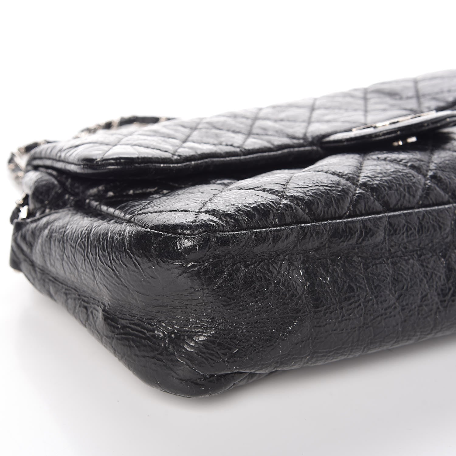 Chanel Crackled Calfskin Quilted Large Flap Black 9 of 14