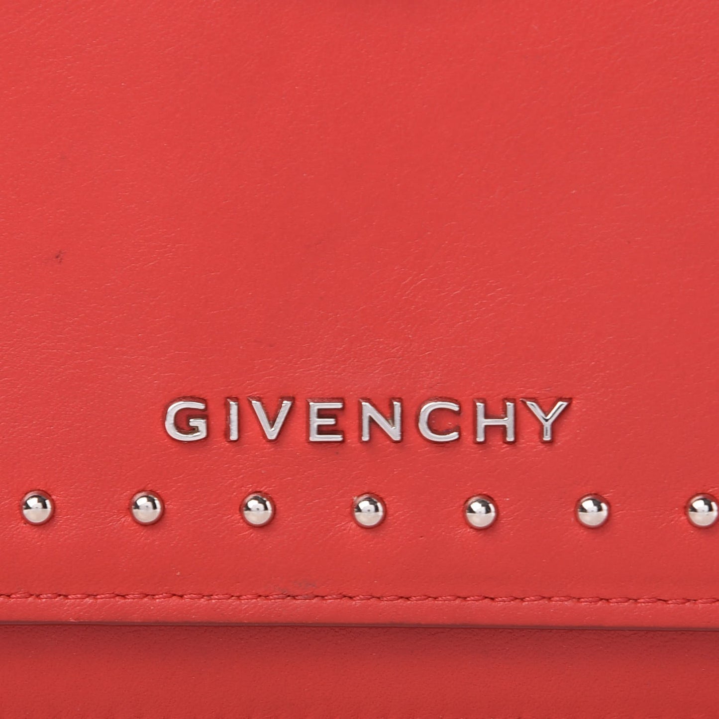 Calfskin Studded Pandora Chain Wallet Medium Red