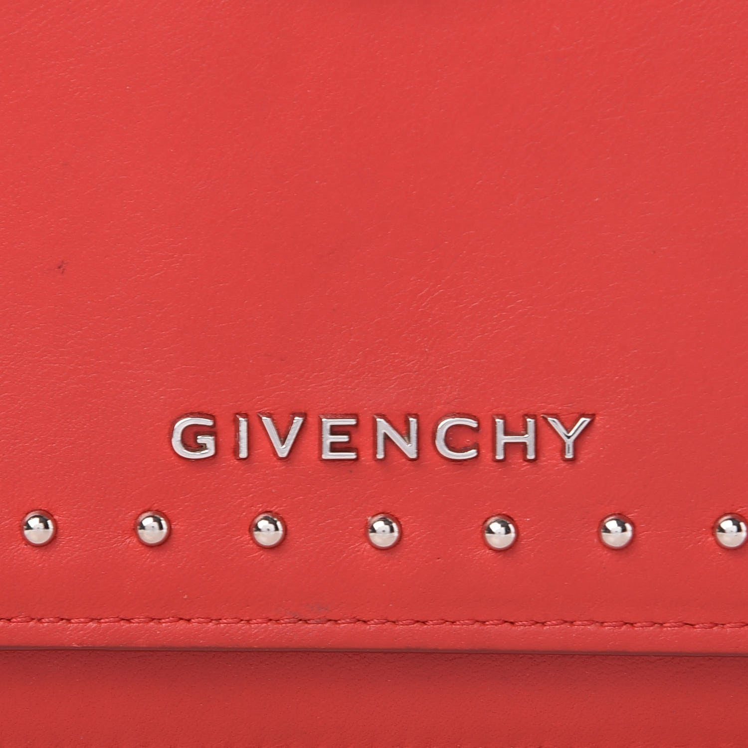Givenchy Calfskin Studded Pandora Chain Wallet Medium Red 9 of 13