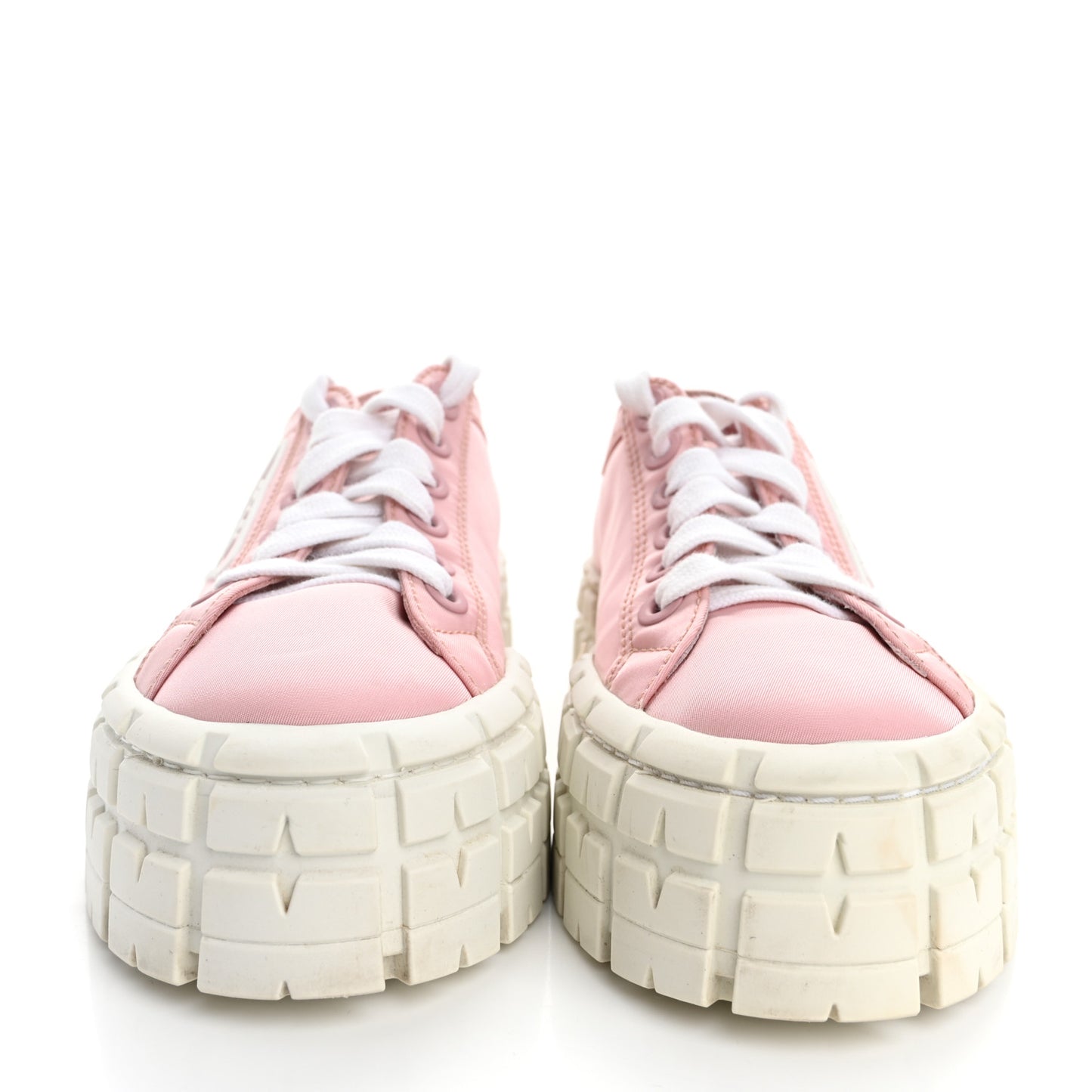Re-Nylon Gabardine Triangle Logo Double Wheel 50mm Sneakers 37.5 Alabastro