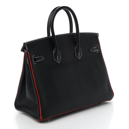 Hermes Chevre Mysore Horseshoe Birkin 25 Black Rouge Casaque 3 of 10