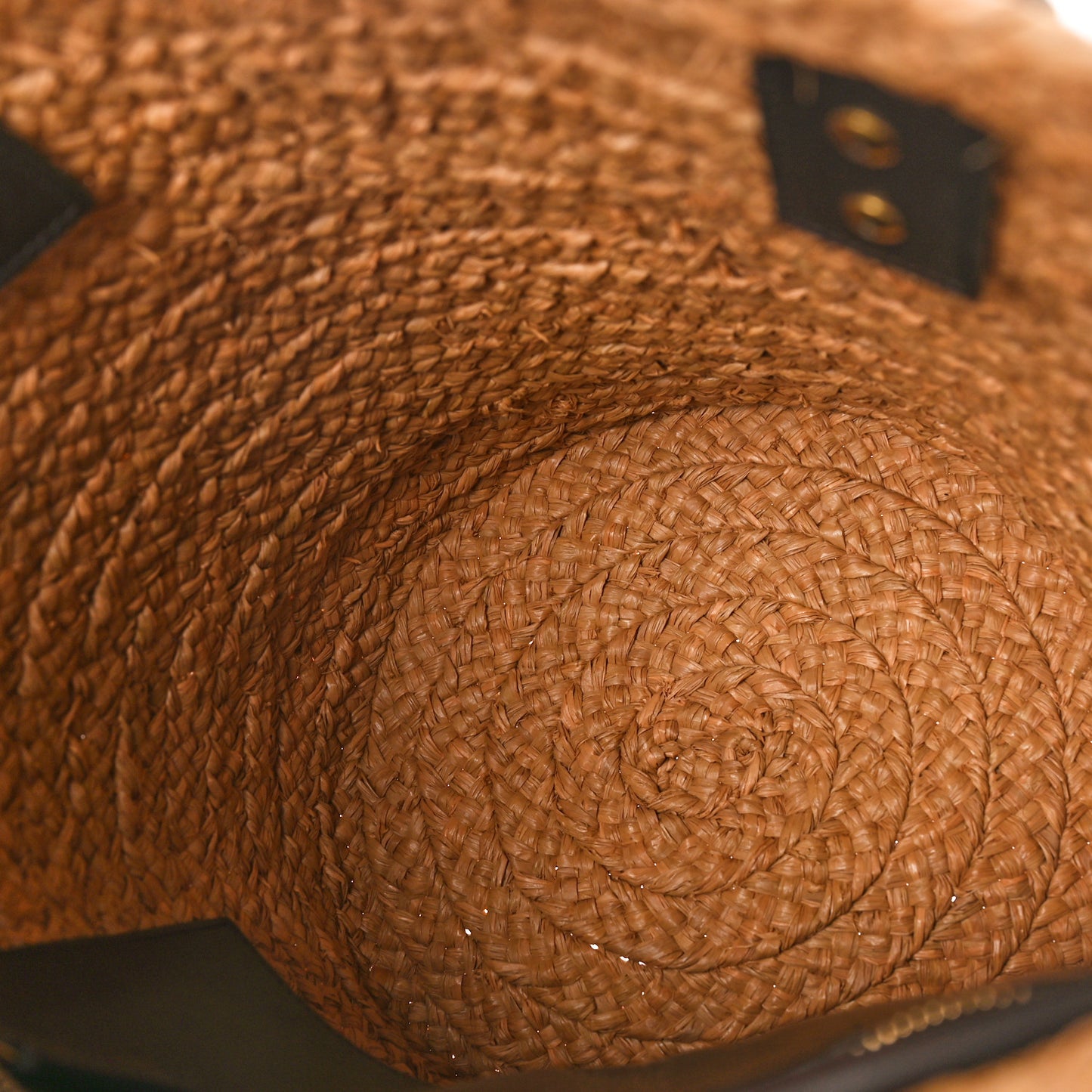 Raffia Calfskin Small Panier Tote Naturale Nut