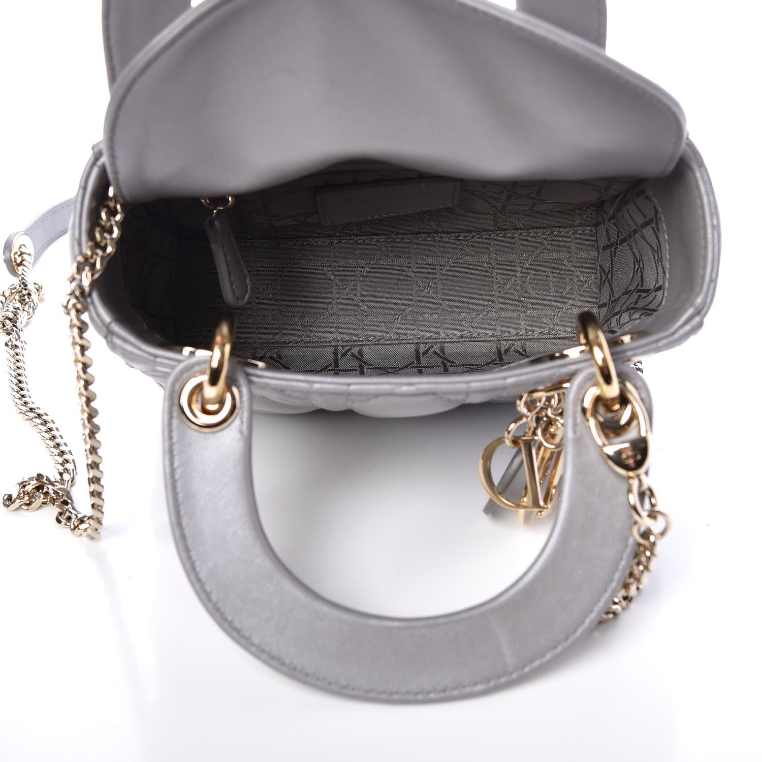 Christian Dior Metallic Lambskin Cannage Mini Lady Dior Grey 7 of 9