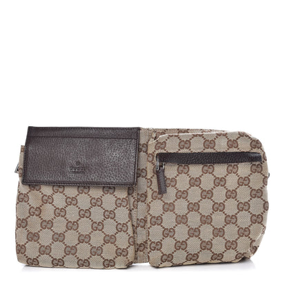 Gucci GG Monogram Double Pocket Belt Bag Dark Brown 1 of 7