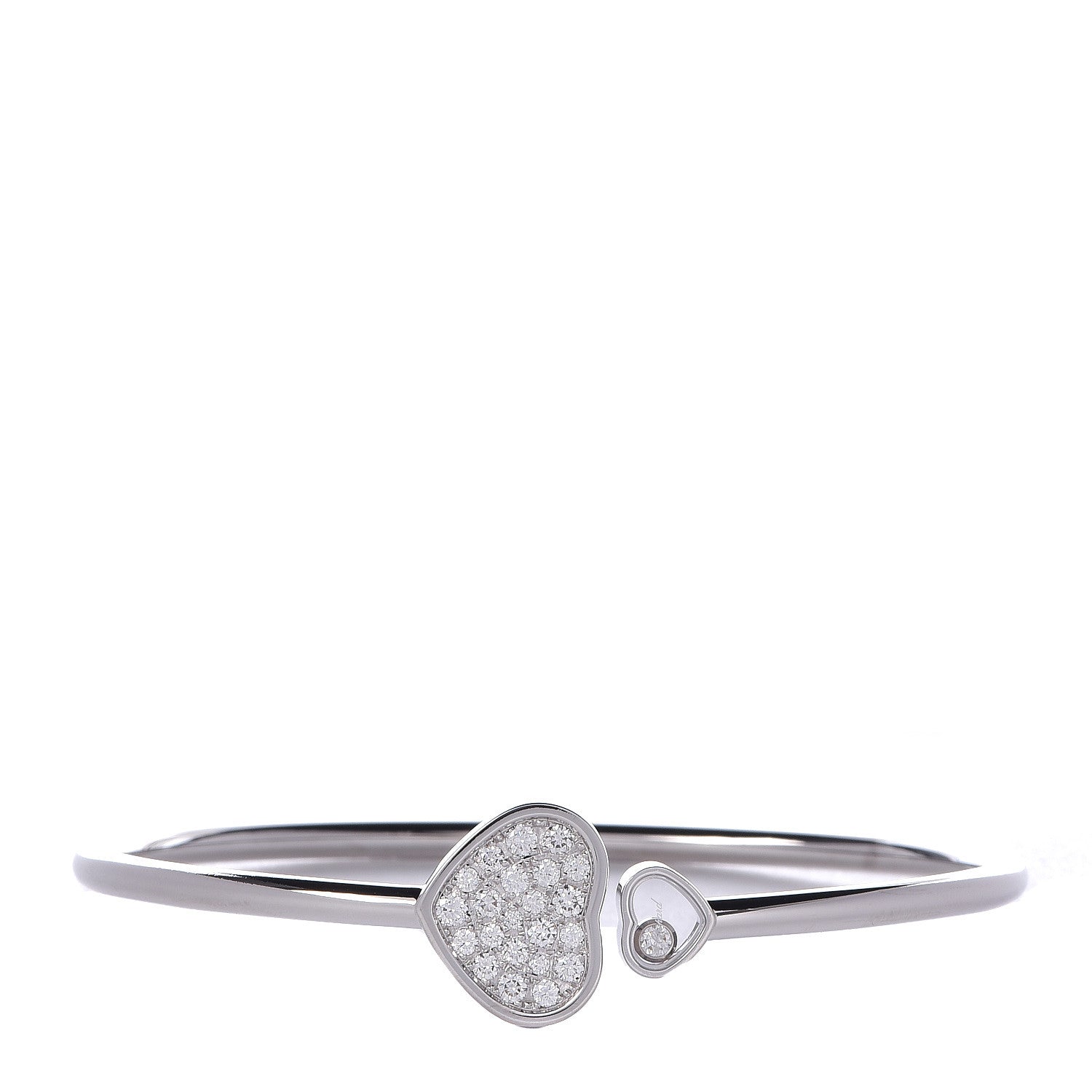 Chopard 18K White Gold Pave Diamond Happy Hearts Bangle Bracelet 1 of 7