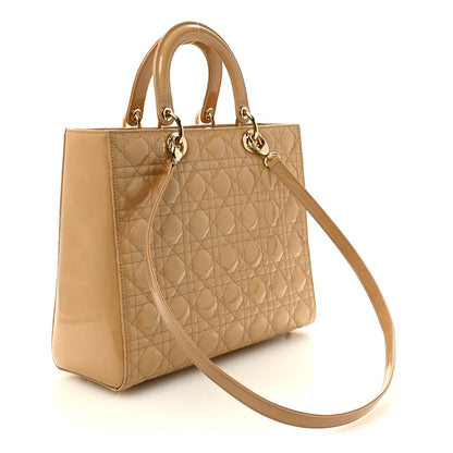 Christian Dior Patent Cannage Large Lady Dior Dark Beige 3 of 10