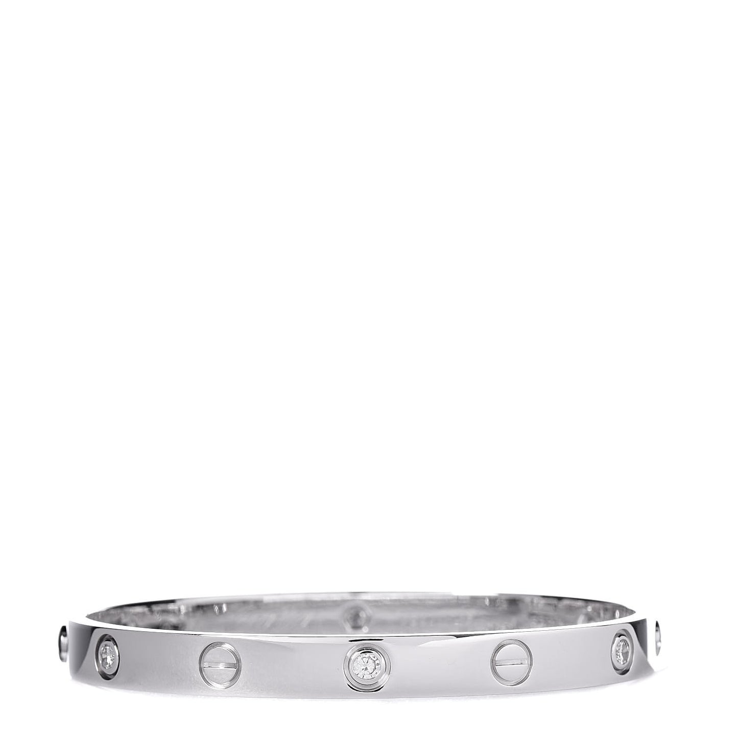 18K White Gold 6 Diamond LOVE Bracelet 17