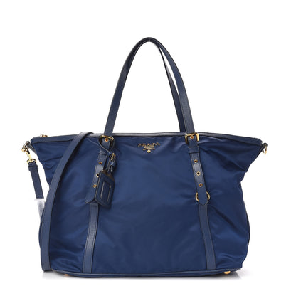 Prada Tessuto Nylon Saffiano Tote Bluette 1 of 10