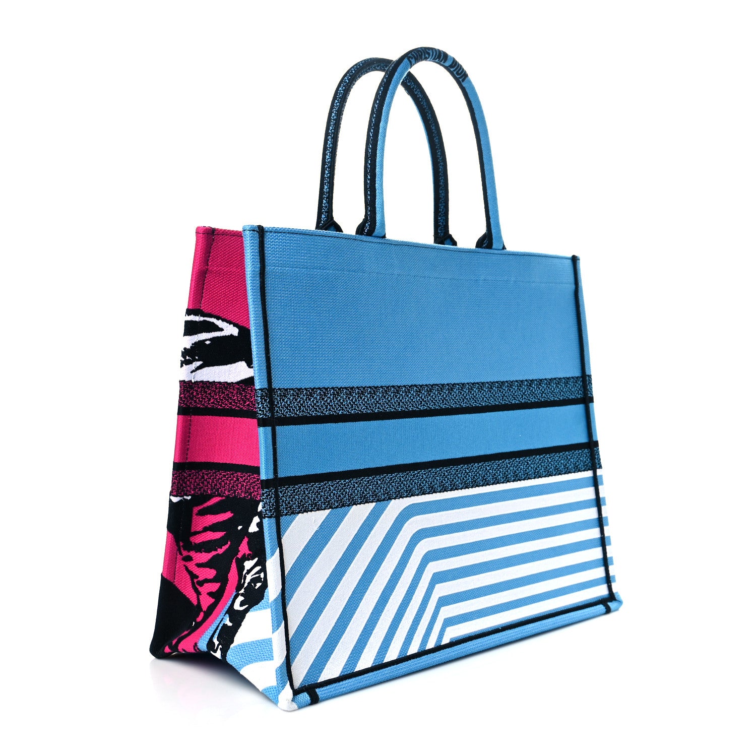Christian Dior Canvas Embroidered Large Jungle Pop Book Tote Blue 3 of 11