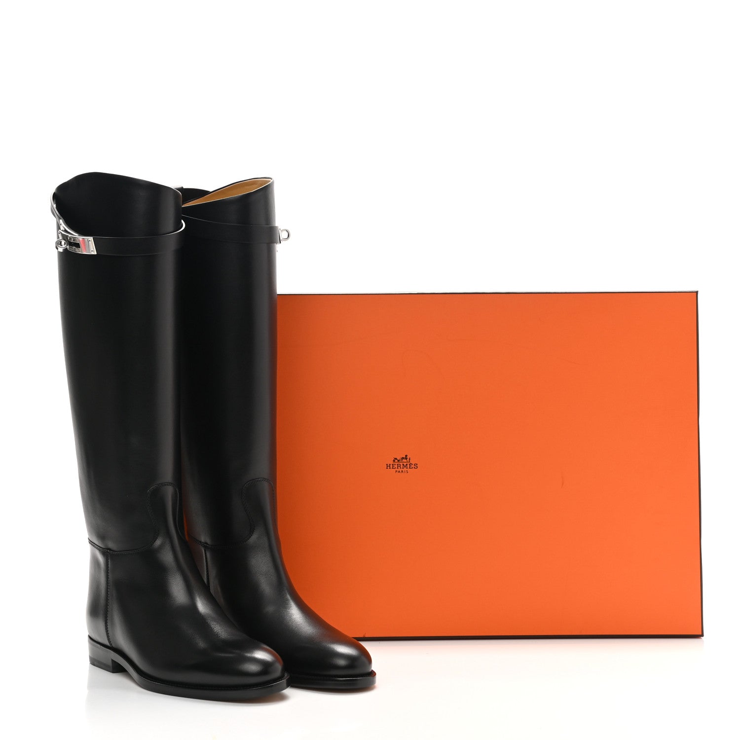 Hermes Box Kelly Jumping Boots 37 Black 9 of 9