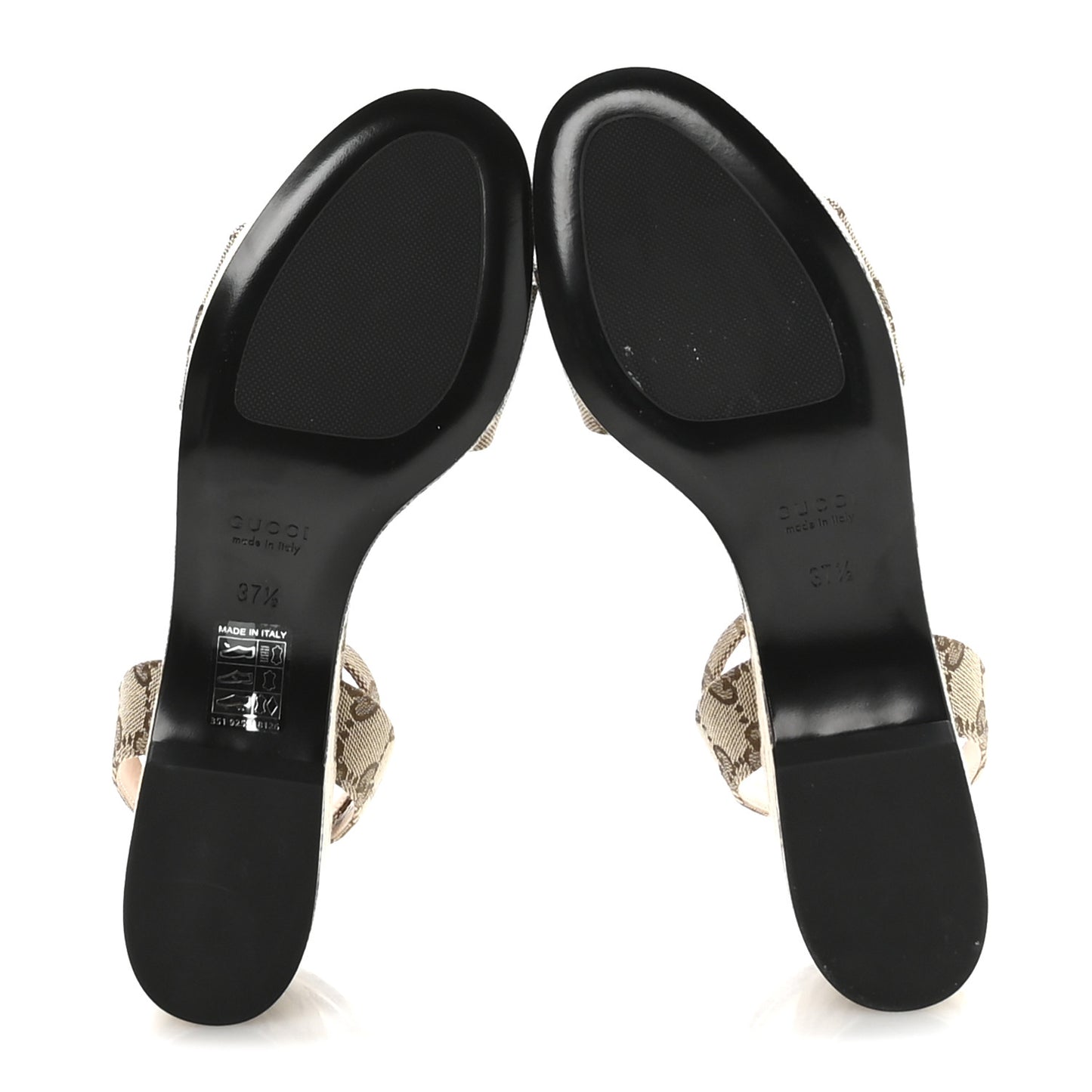 Monogram Nappa Chalotte Horsebit Ankle Strap 75mm Flatform Sandals 37.5 Beige Ebony
