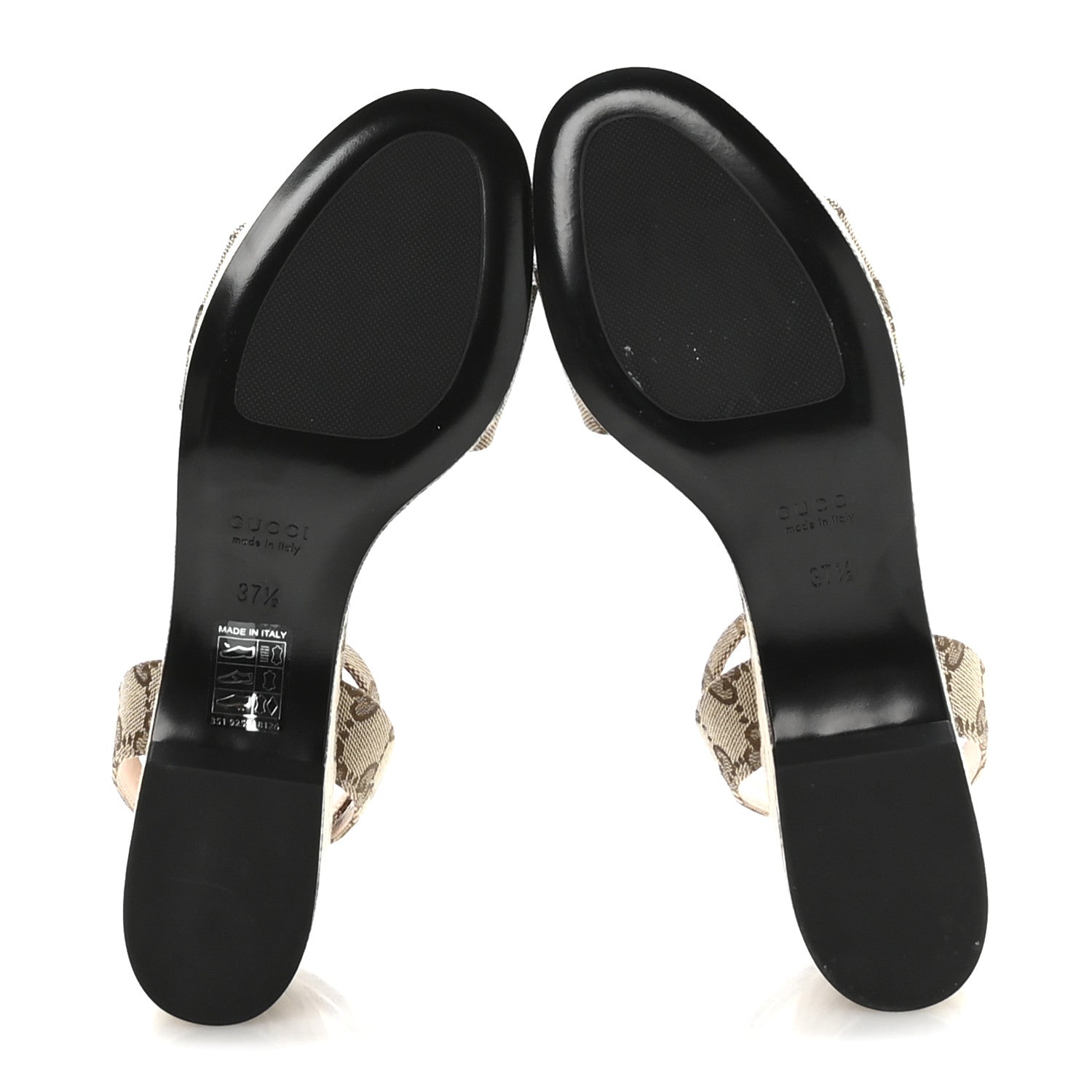Gucci Monogram Nappa Chalotte Horsebit Ankle Strap 75mm Flatform Sandals 37.5 Beige Ebony 6 of 8