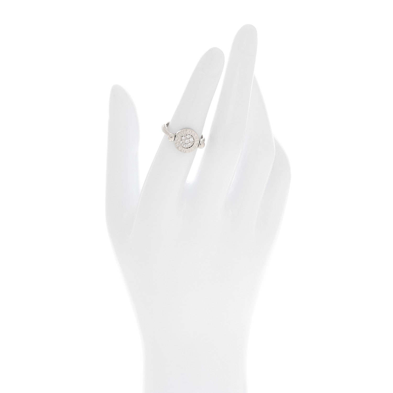 Bulgari 18K White Gold Diamond Black Onyx Bvlgari Bvlgari Flip Ring 52 6 2 of 5