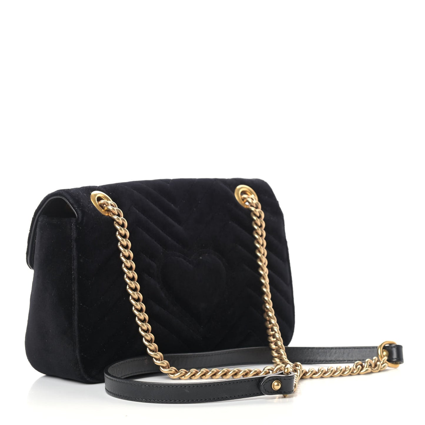 Velvet Matelasse Small GG Marmont Shoulder Bag Black