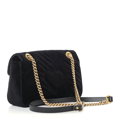Gucci Velvet Matelasse Small GG Marmont Shoulder Bag Black 3 of 11