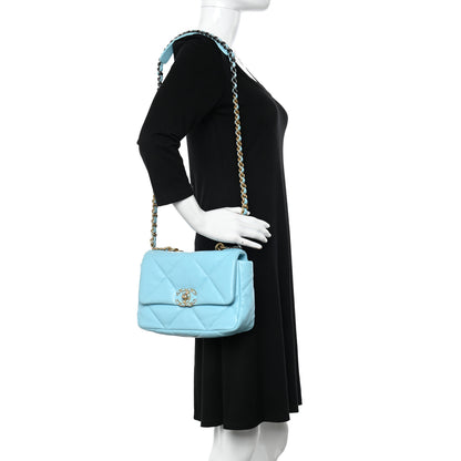 Chanel Shiny Lambskin Quilted Medium Chanel 19 Flap Light Blue 2 of 12
