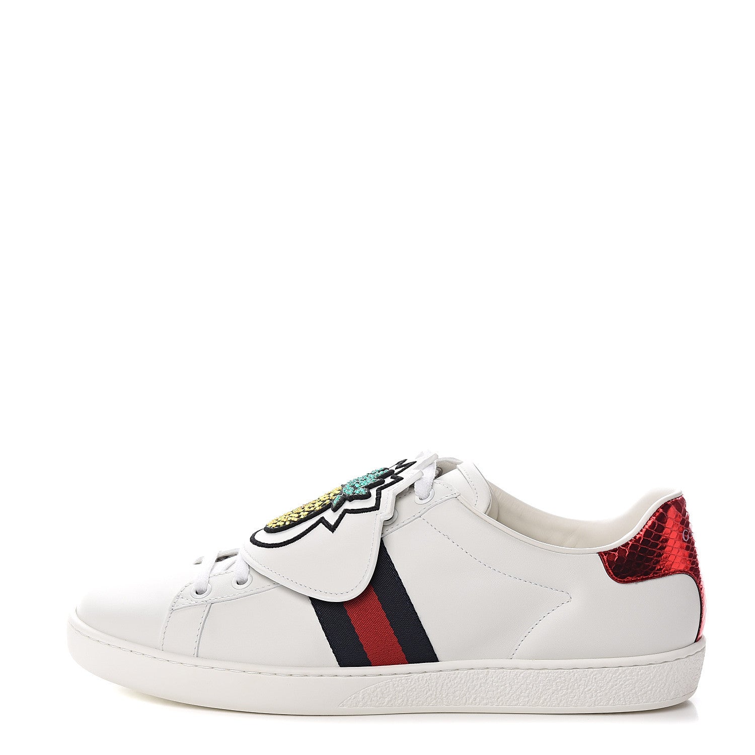 Gucci Calfskin Ayers Crystal Web Womens New Ace Pineapple Sneakers 40 White 1 of 10