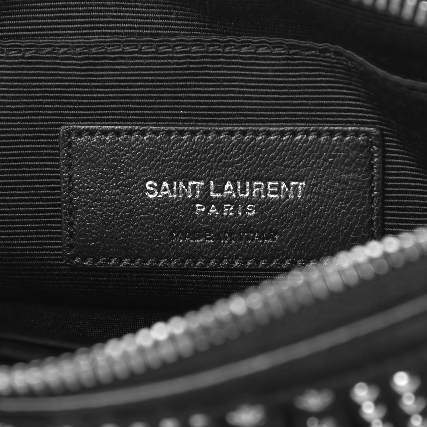 Saint Laurent Calfskin Studded Fringe Crossbody Bag Black 6 of 6