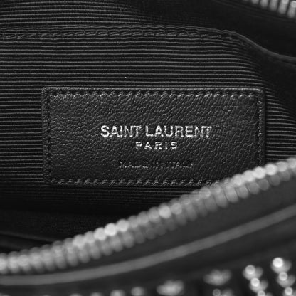Saint Laurent Calfskin Studded Fringe Crossbody Bag Black 6 of 6