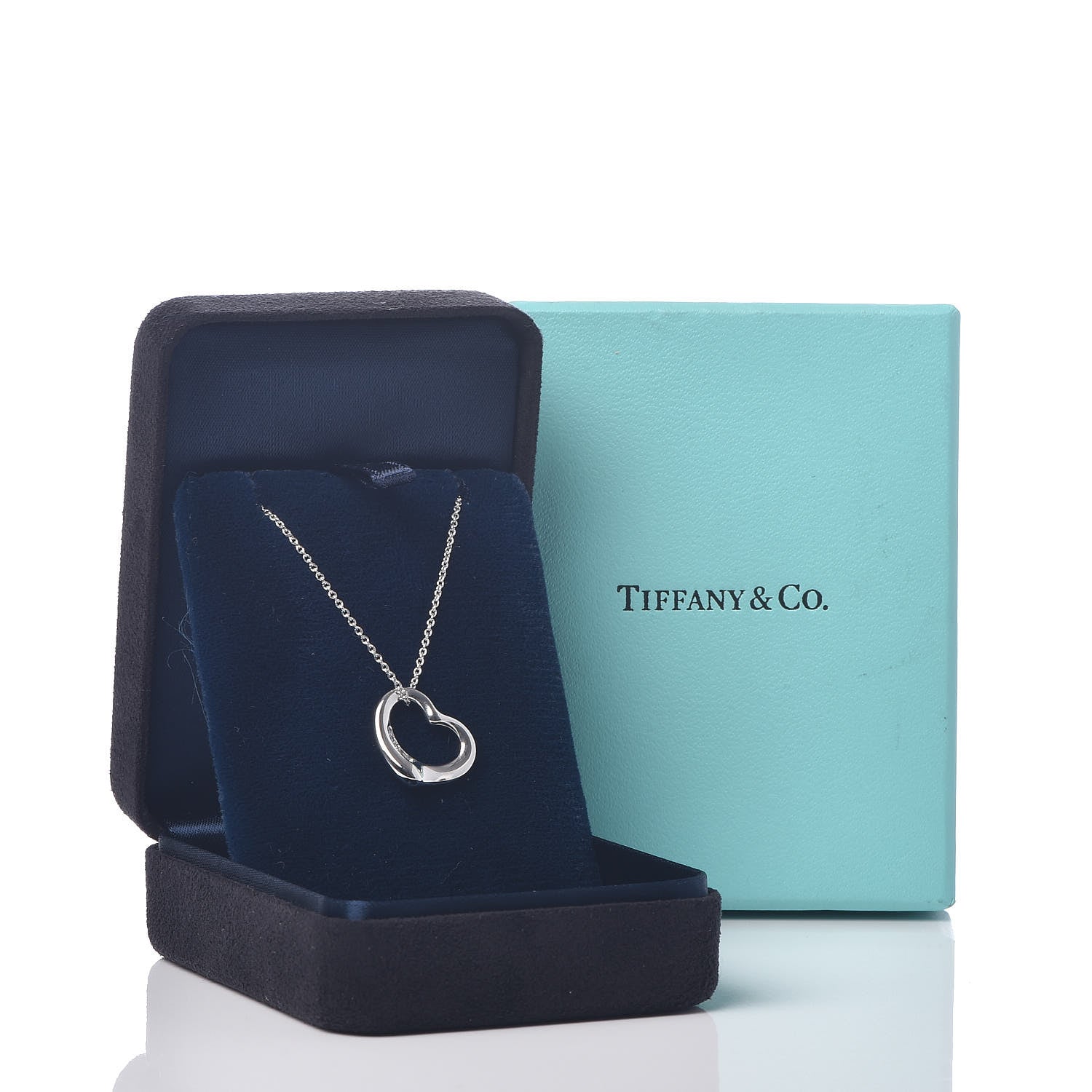 Tiffany Platinum Diamond Elsa Peretti Open Heart Pendant Necklace 7 of 7