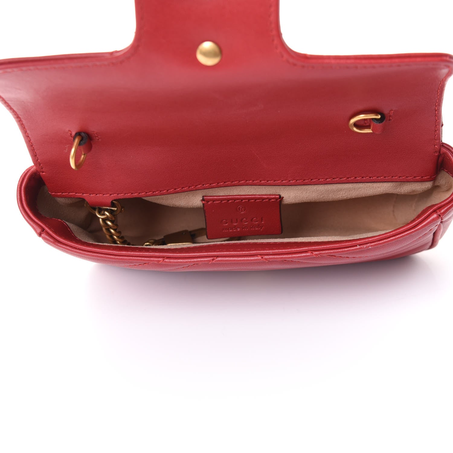 Gucci Calfskin Matelasse Super Mini GG Marmont Shoulder Bag Hibiscus Red 5 of 11