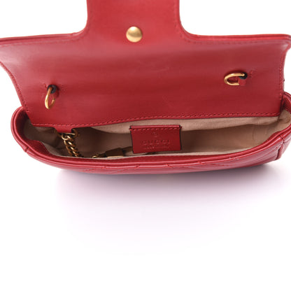 Gucci Calfskin Matelasse Super Mini GG Marmont Shoulder Bag Hibiscus Red 5 of 11