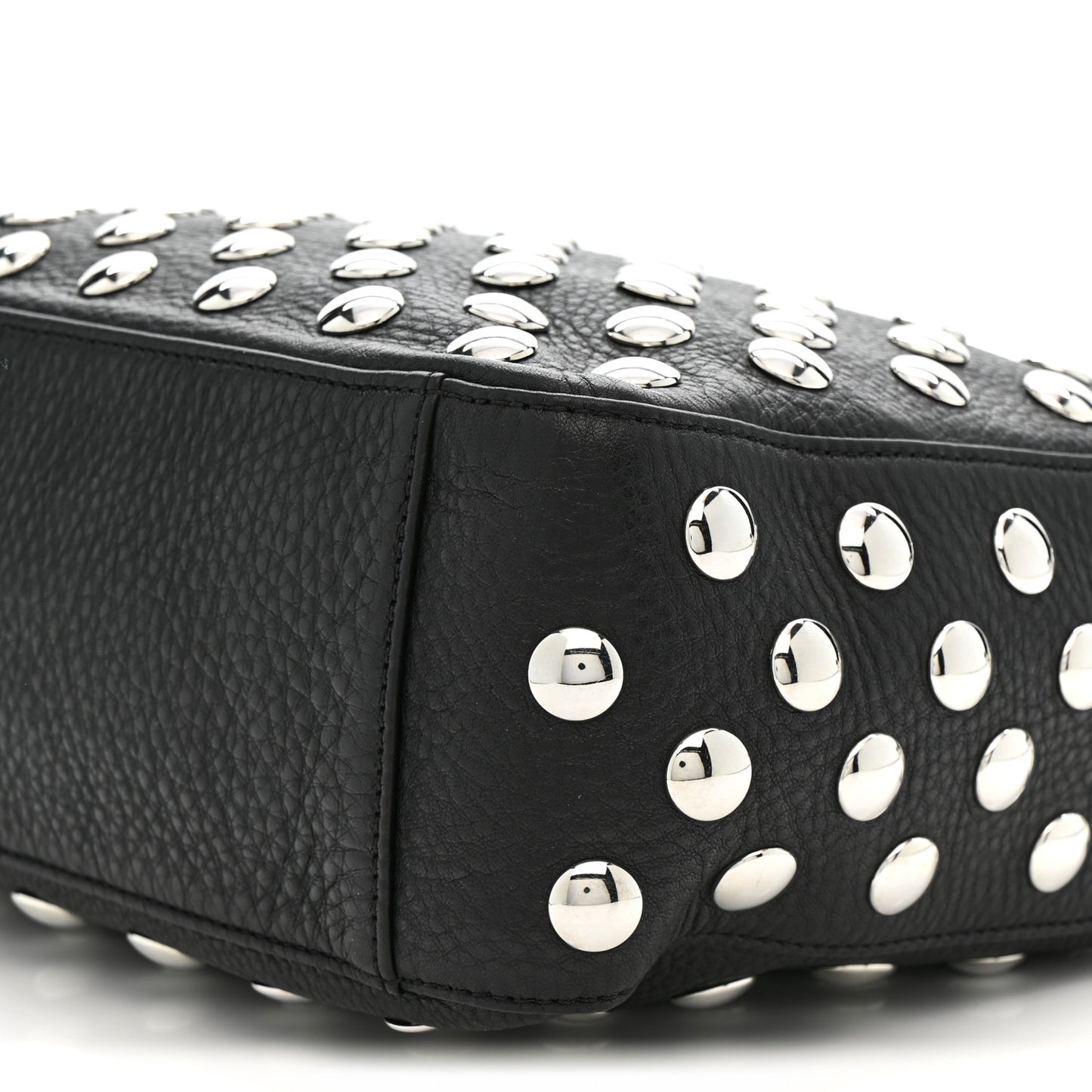 Pebbled Sport Calfskin Studded Elena Black