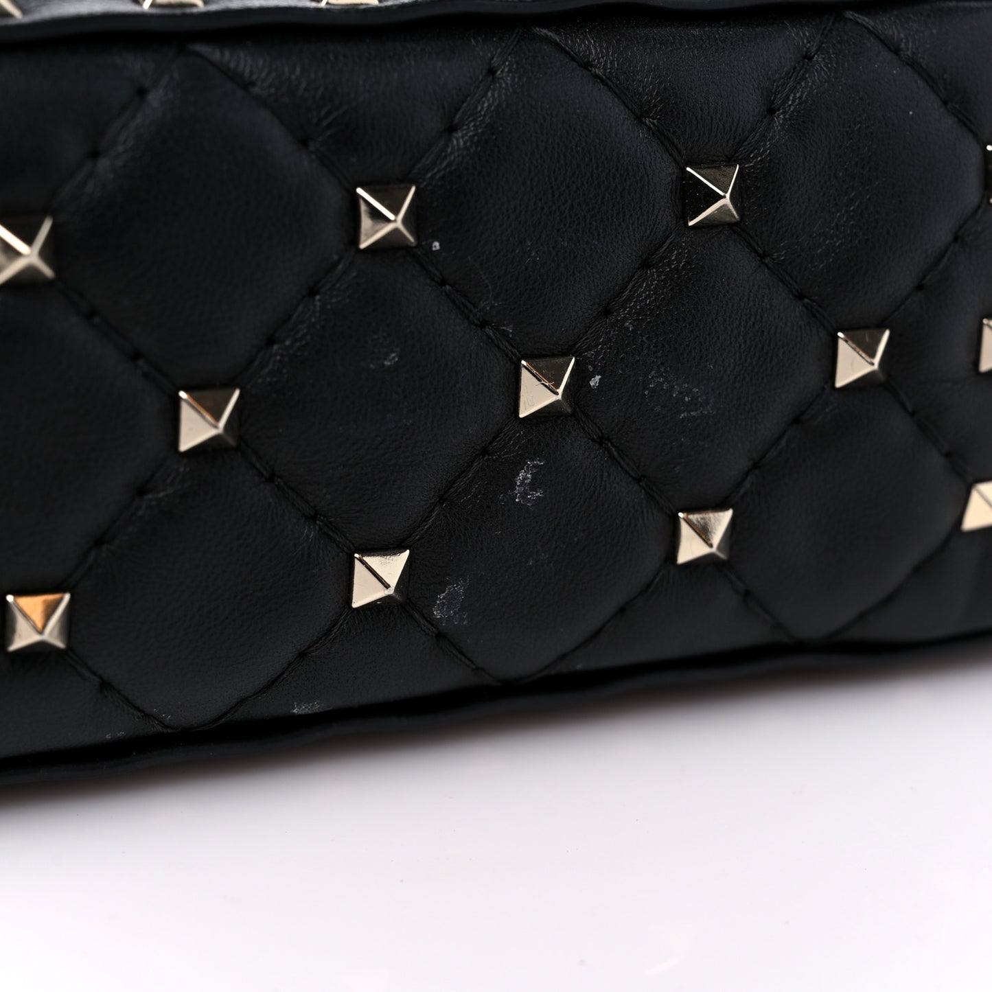 Lambskin VLTN Print Medium Rockstud Spike Shoulder Bag Black