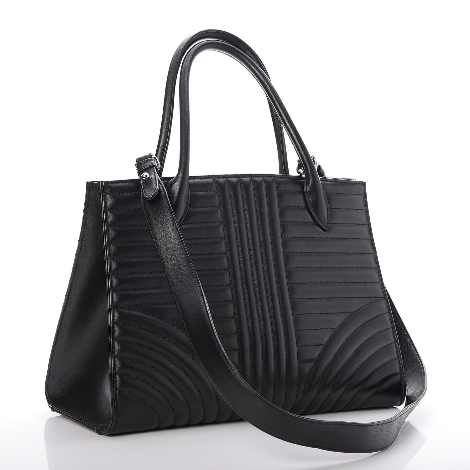Prada Soft Calfskin Diagramme Handbag Nero Black 3 of 8