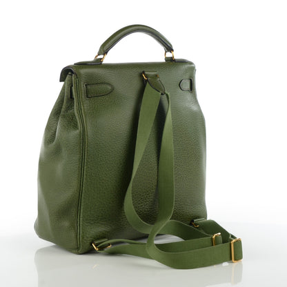 Hermes Buffle Gala Kelly Ado Backpack 28 Vert Olive 9 of 15