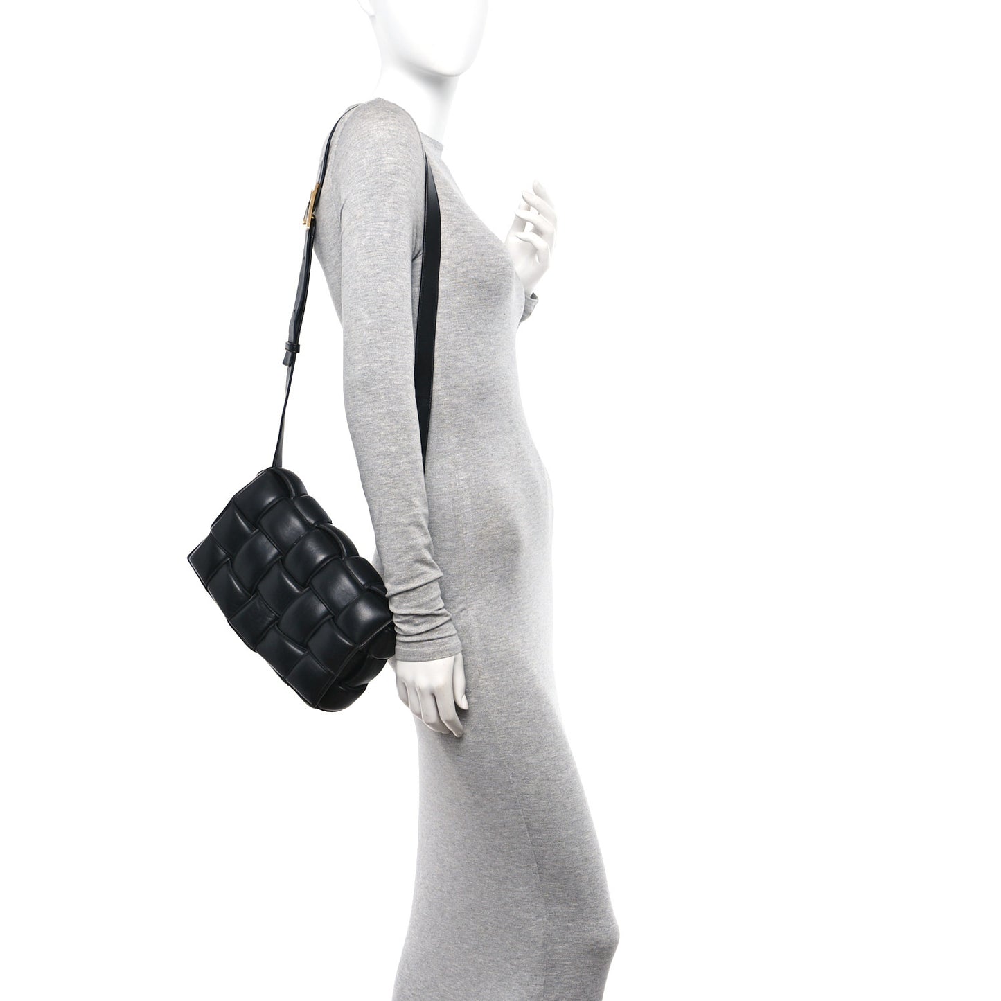 Nappa Maxi Intreccio Padded Cassette Crossbody Bag Black